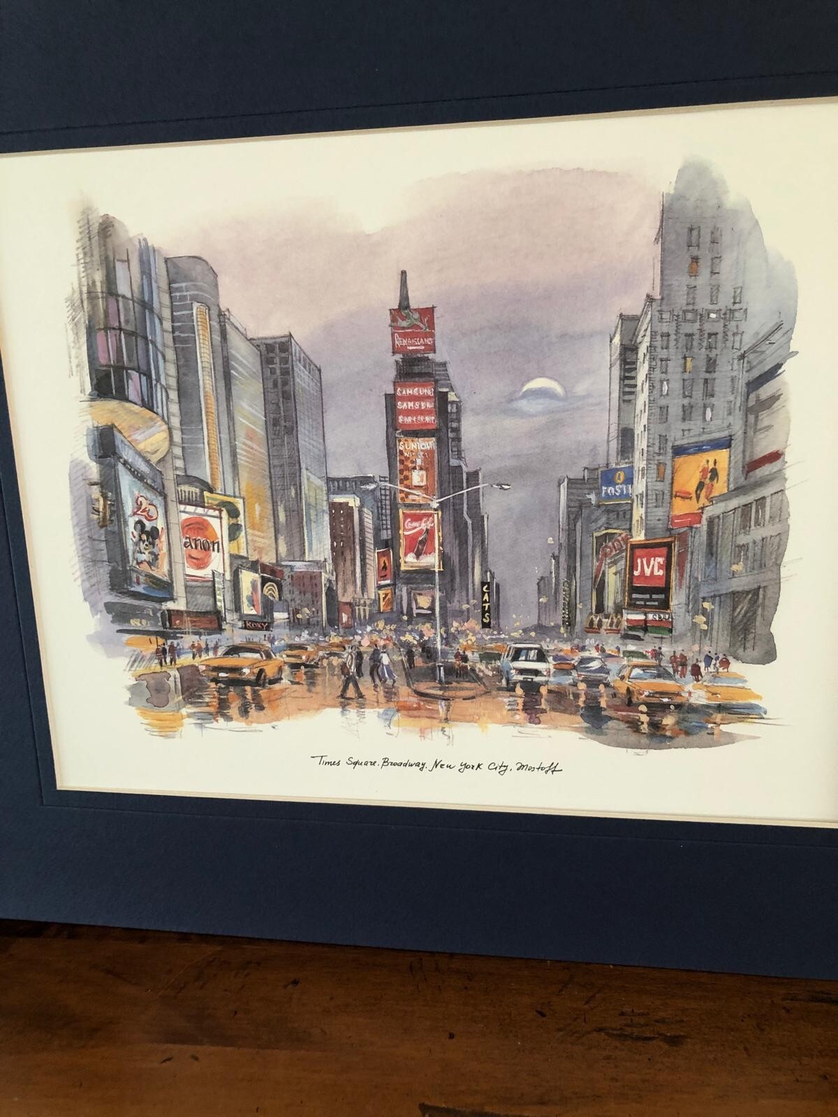 Vtg Lithograph print art of watercolor 