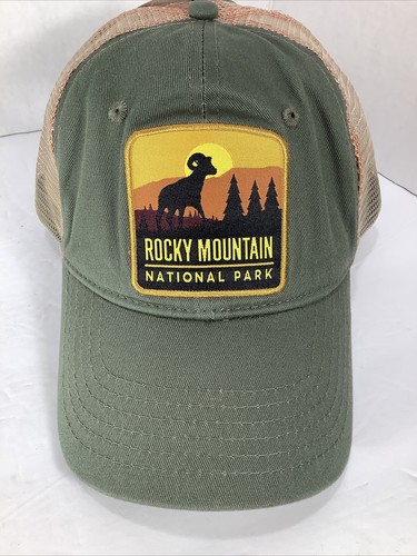 Brand New~Rocky Mountain National Park Snapback Mesh Trucker Hat/Cap~Green/Tan