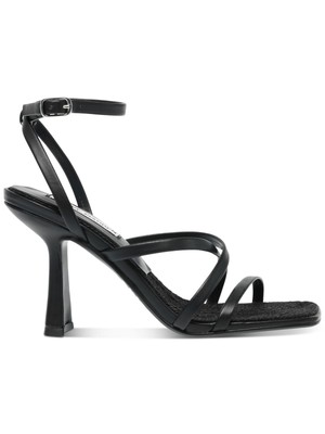 

STEVE MADDEN Женские черные босоножки на каблуке с квадратным носком с ремешками и расклешенным каблуком 8,5 м, Черный, BLES03S1