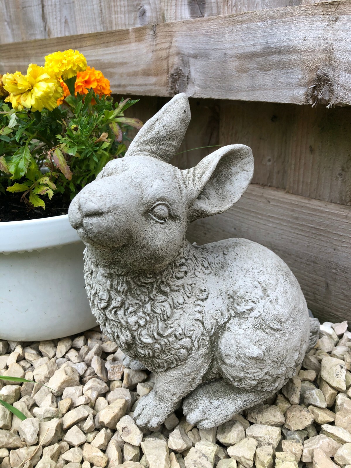 Reconstituted Stone Bunny Rabbit Statue |Vintage Finish Concrete Garden Ornament | eBay