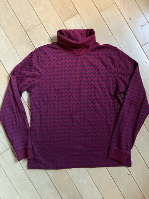 NEW LLBean turtleneck womens Med birdseye cranberry red navy blue LL Bean cotton