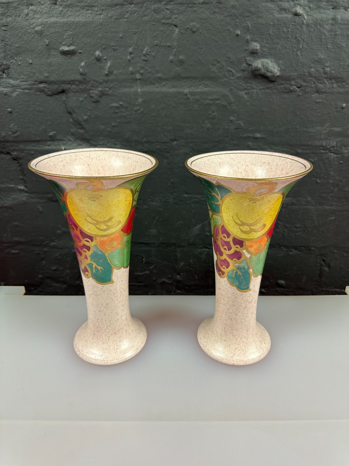2 x Fruit Royal Venton Ware J Steventon & Sons Harold Holdcroft Vases Pair 22 cm