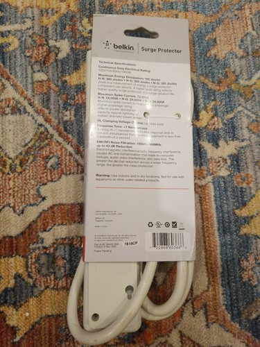 Belkin BE106000-06-CM 6 outlet Commercial Surge Protector 6 ft cord white   3-5