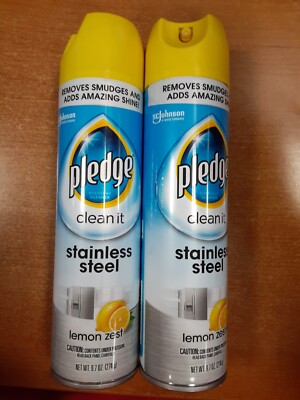 2 Pk: Pledge Clean It Stainless Steel Aerosol Cleaner, Lemon Zest, 9.7 oz ea W3D