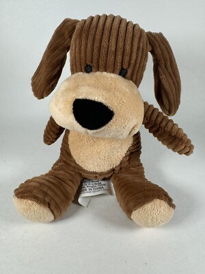 MGS Group Plush Puppy Dog 6.5  2017 Brown Ribbed Sitting Stuffed Animal Toy 