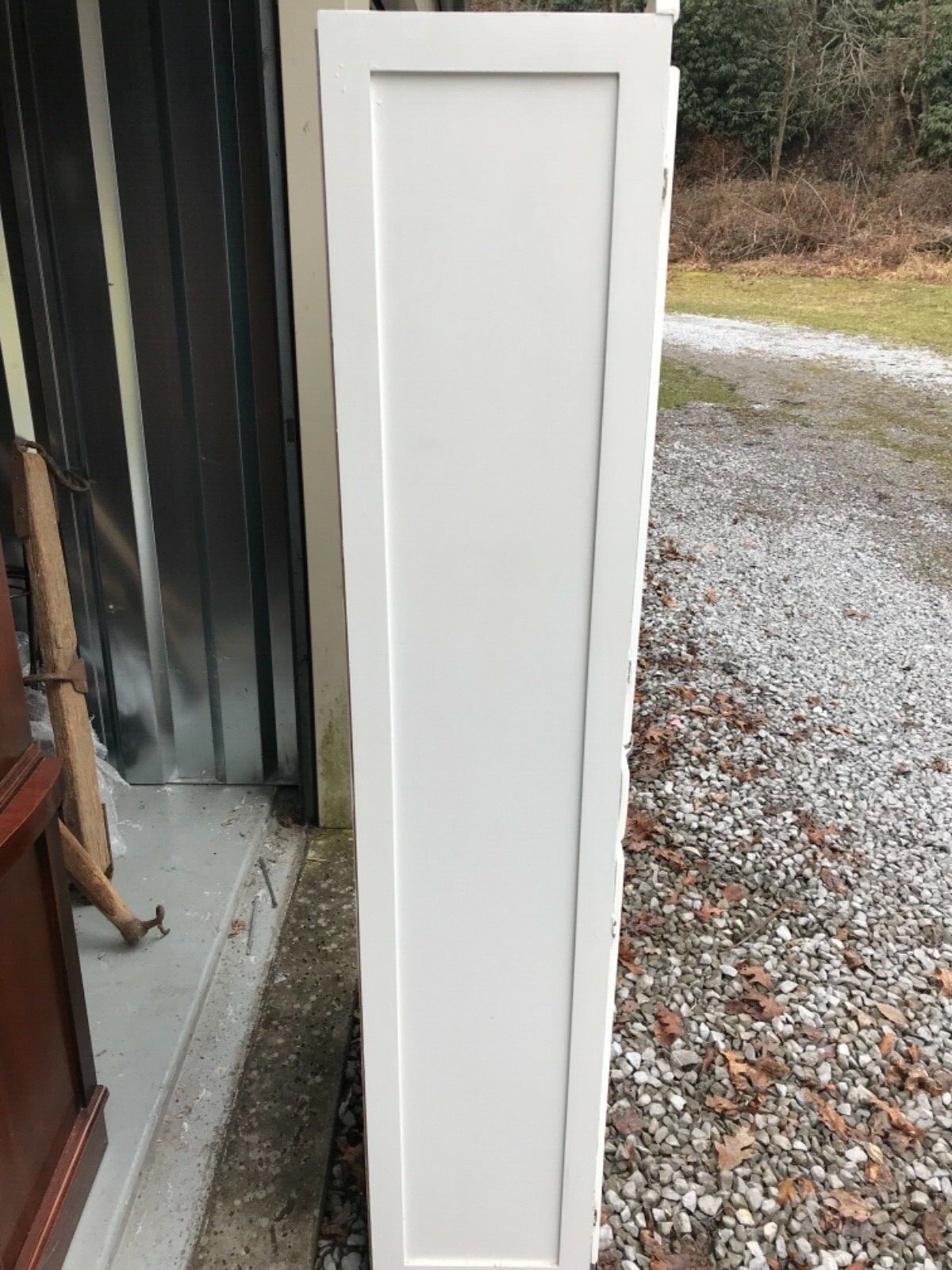 Antique Vintage Kitchen Cupboard Stenciled Glass Deco 1940’s Hutch White