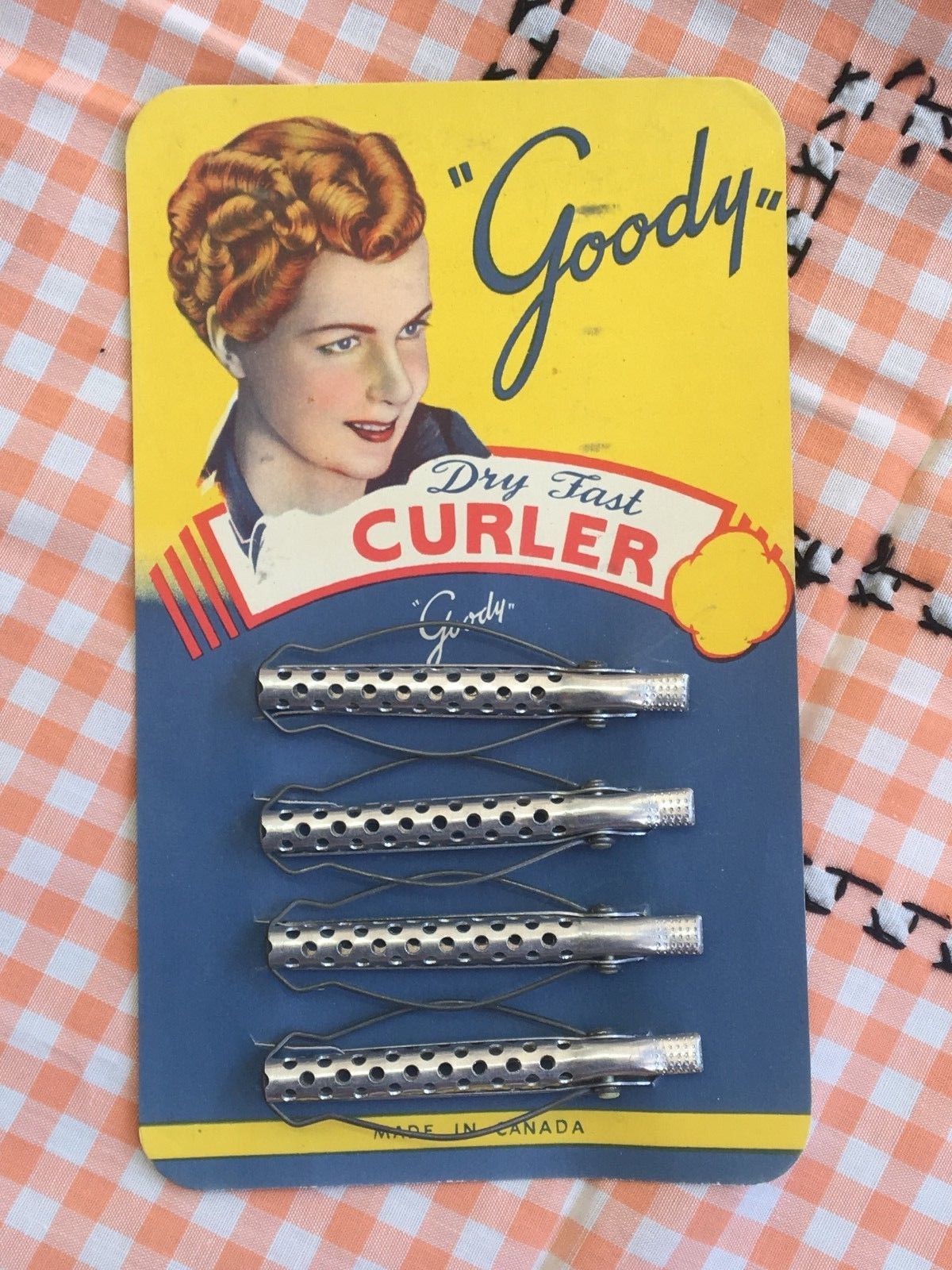 vintage NOS Carded GOODY Dry Fast Curler HAIR CURLERS advertising package box