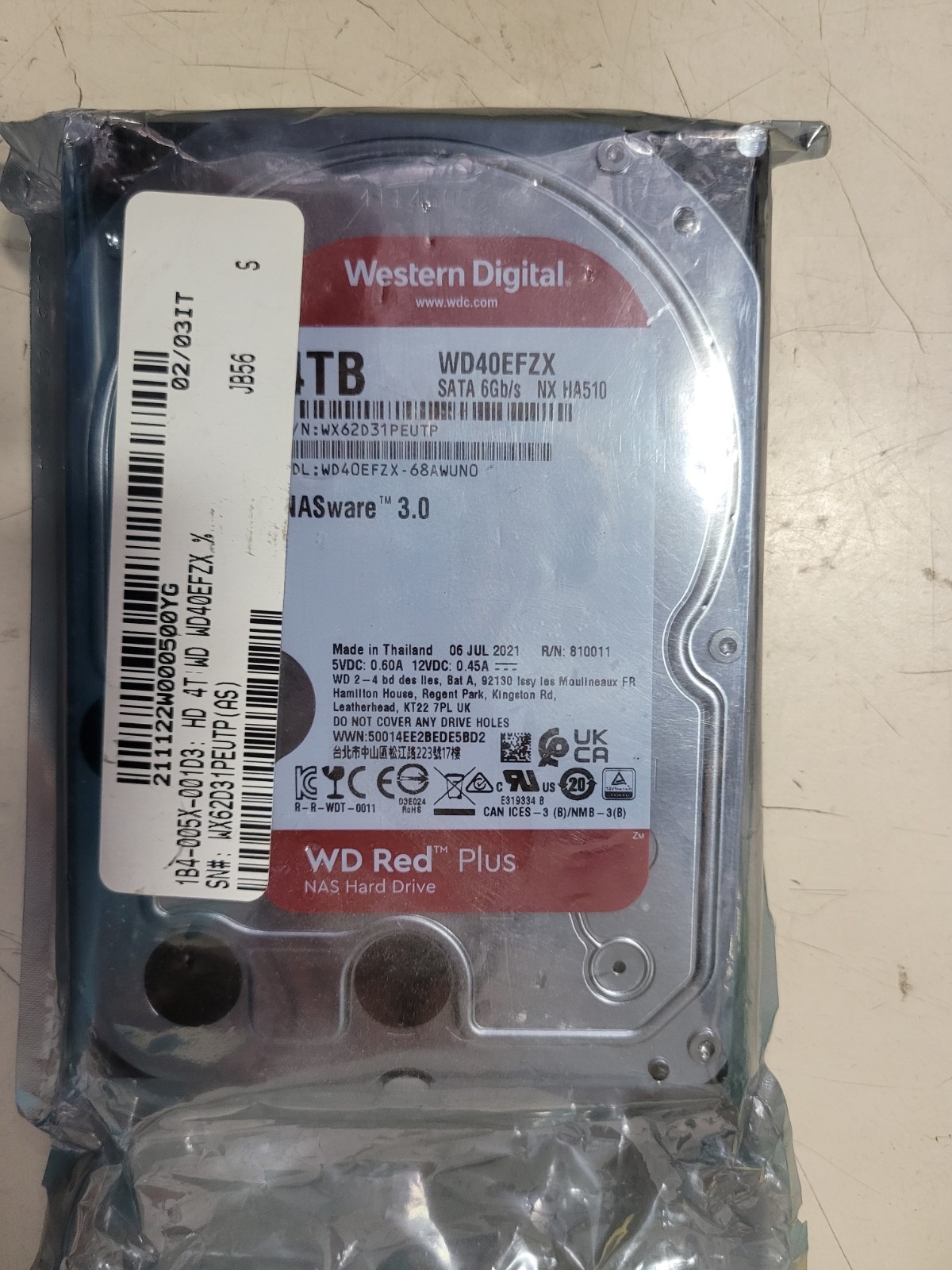 Western Digital 4tb Red SATA Hard Disk 64mb Cache WD NAS