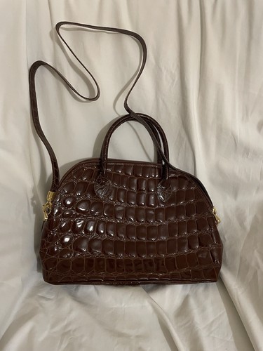 Vintage Paola Del Lungo Embossed Brown Leather Bag Italy | eBay