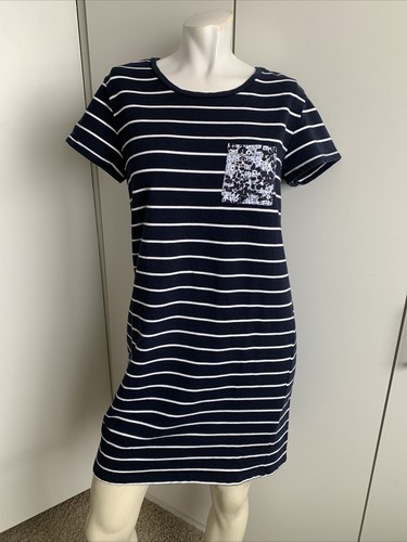 Cynthia Rowley medium navy blue striped T-shirt dress short