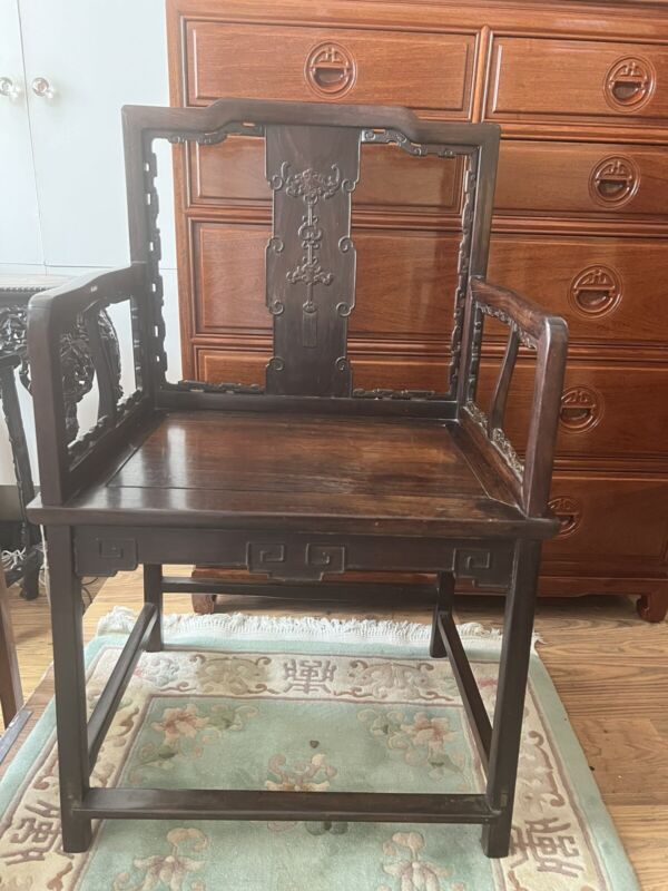 Qing Dynasty Chinese Rosewood Arm Chair Hongmu Oriental Furniture清 红木太师椅