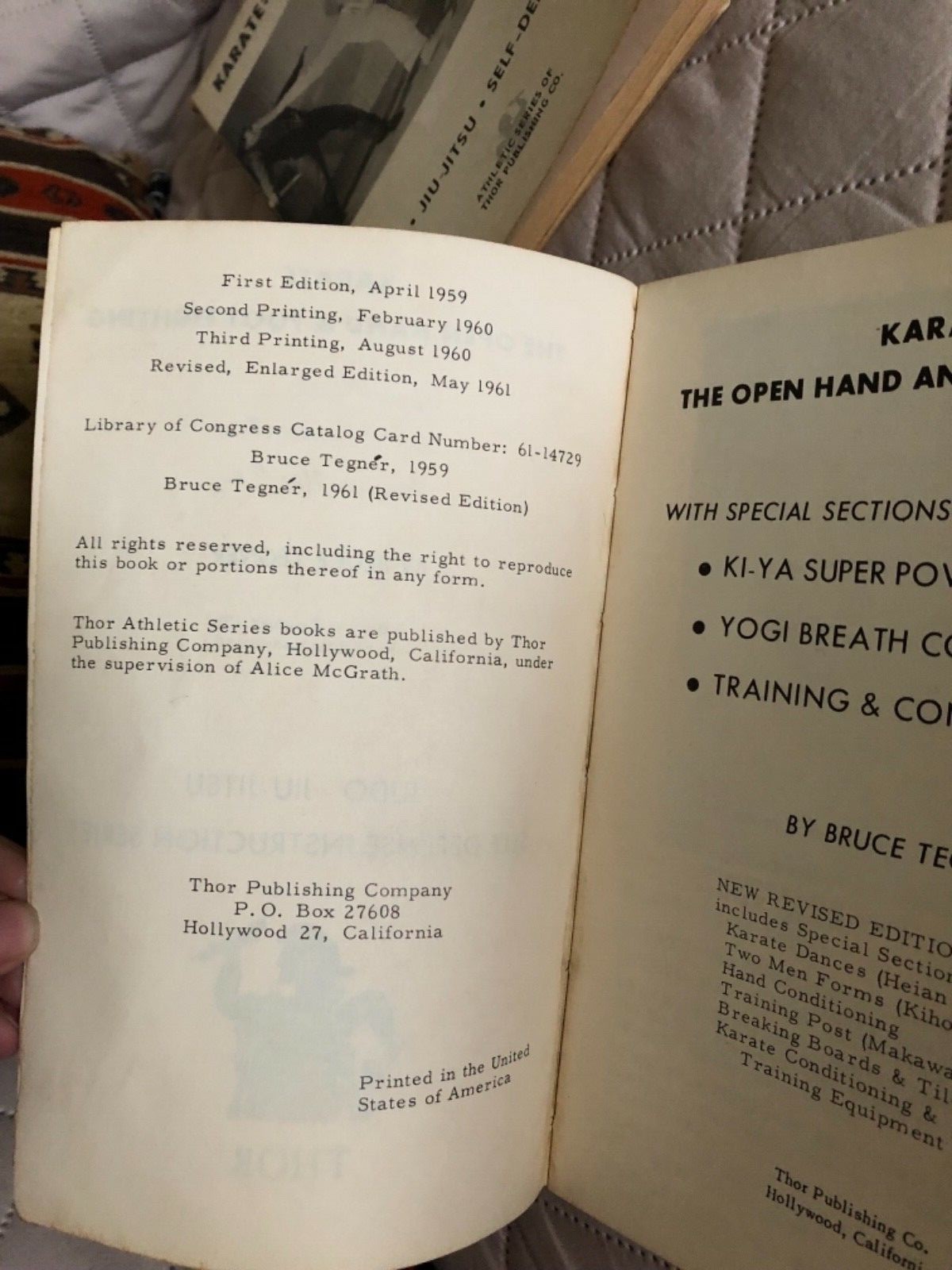 Karate: the open hand and foot fighting 1961 revised ed  Bruce Tegner signed??