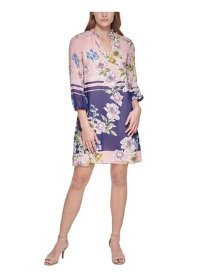 

VINCE CAMUTO Женское розовое вечернее платье прямого кроя с рукавами 3/4 на подкладке Petites, Розовый