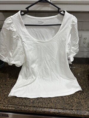 old navy  white puff sleeve shirt large NWT