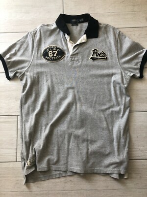 Men's Polo by Ralph Lauren Grey Rugby American Football Shirt Size XL Custom Fit