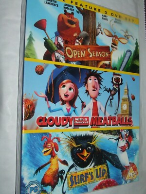 Cloudy With A Chance Of Meatballs / Open Season / Surf's Up DVD NEW & SEALED 