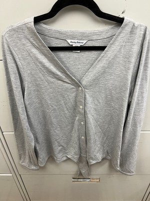 Tommy Bahama Womens Kauai Front Tie Gray Silver Camp Shirt Size S  New