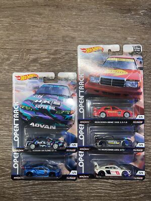 2019 Hot Wheels OPEN TRACK Car Culture Premium Real Riders - Set of 5, NEW