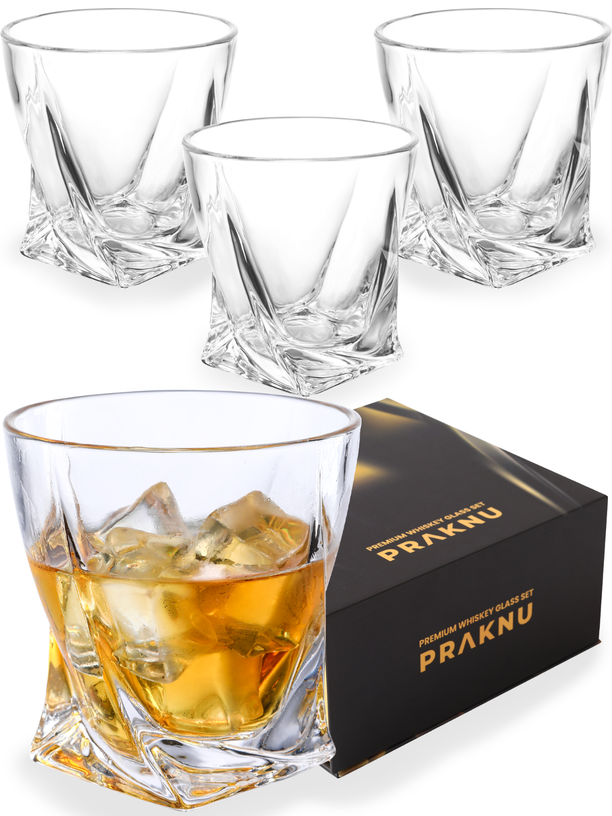 4 Whisky Gläser 270ml Twist Set Kristall Whiskey Trink Rum Glas Schliff Tumbler 