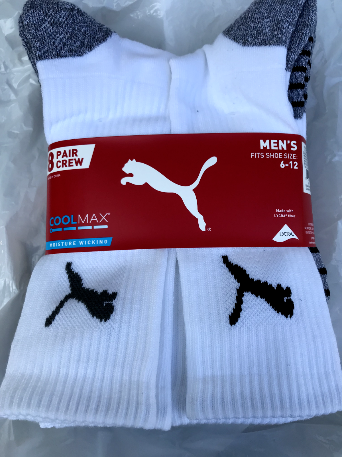 Moisture Control Coolcell Sports White 8 Pairs Shoe 6-12