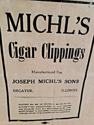 Michl's Cigar Clippings Paper Bag Joseph Michls Sons Tobacco Vtg NOS Ephemera