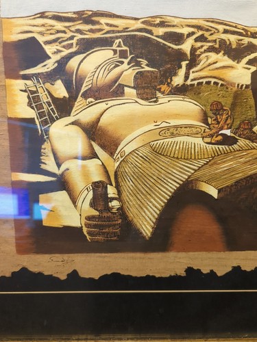 Original painting "Ramsees" wood bark art 