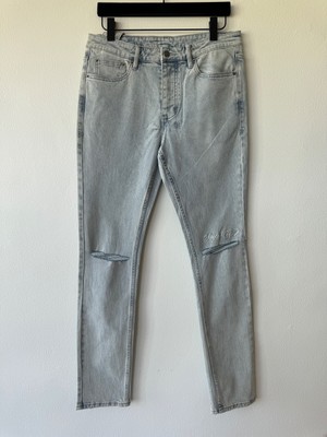 new Ksubi mens denim jean chitch 32 small medium light blue super cold ripped