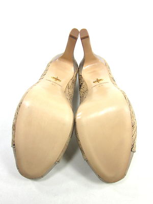Pre-owned Pour La Victoire , Gianna Pump, Metallic/ Cork, Womens, Us Size 8.5 M, Eur 38.5