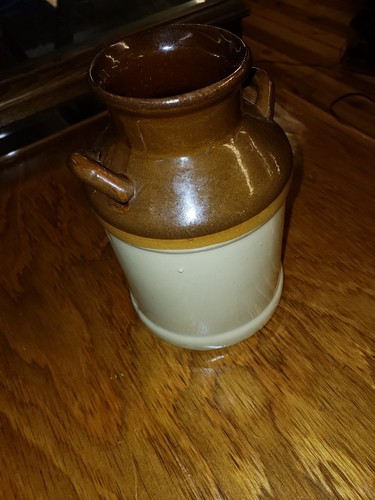 Brown And Tan Pottery Milk Jug