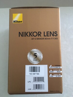 Nikon NIKKOR AF-S 85mm f/1.8 G Lens