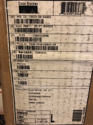 NEW CISCO 7206VXR Router w/NPE-G2 Network Processing ENGINE 2  2 PSU 