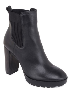 KENNETH COLE NEW YORK / женские черные кожаные сапоги на блочном каблуке с узким носком, 8 М