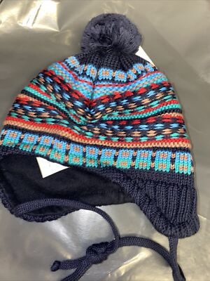 Baby Boy Trapper Hat Maximo Germany Size 47 Blue New Tags Pom Pom