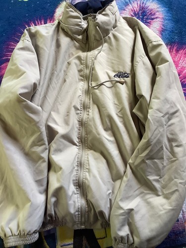 Vintage Mens Windbreaker Jacket Full Zip Up Khaki Size XL Vantage Brand Cocacola