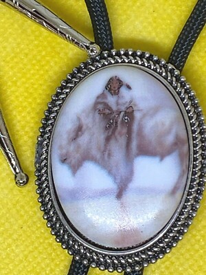 Southwestern Lariat White Buffalo Indian Maiden Bolo Tie Western bison necklace