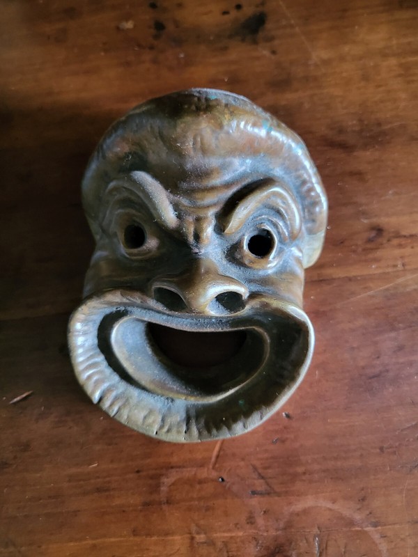 Masque En Bronze Grotesque Presse Papier De Bureau 