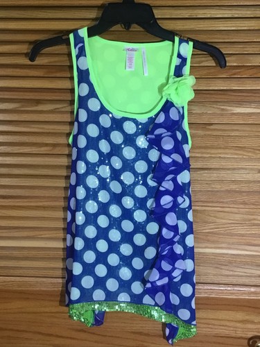 Justice Youth Girls Size 16 Blue / Green Polka Dot Tank Top