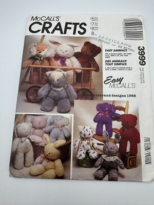 McCall's 7902 Stuffed Animals Bunny Rabbit Lamb Sheep CUT