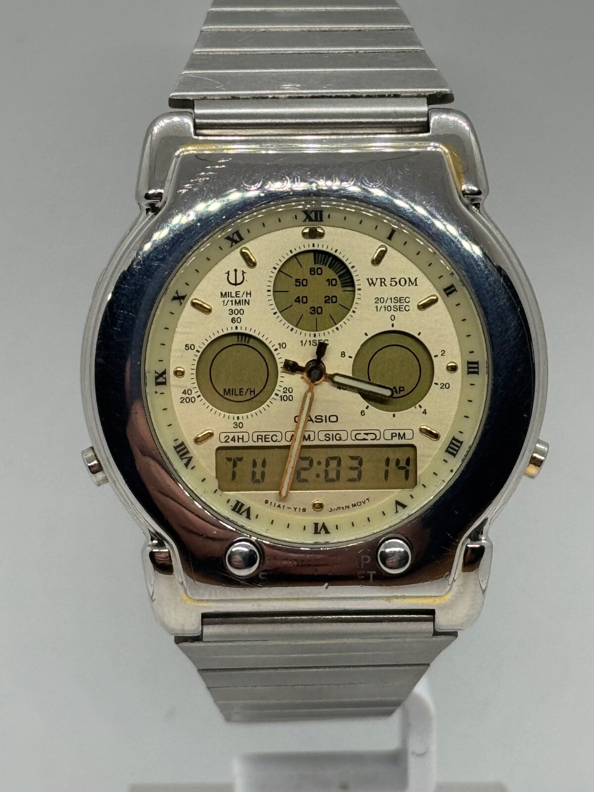 電池新品／CASIO POSEIDON PNM-506 YACHT TIMER Casio Poseidon PNM-508 T Module 384 Quartz Dual Time Vintage