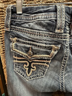 Rock Revival Trixie Straight Women's 27 Jeans Med Blue Wash Size 29x32 READ