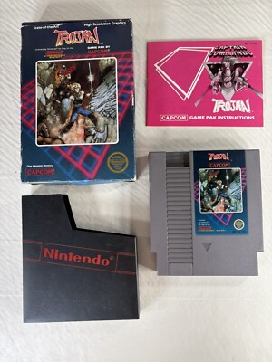 Trojan Nintendo Nes CIB Complete Authentic Tested Hangtab 5 Screw 