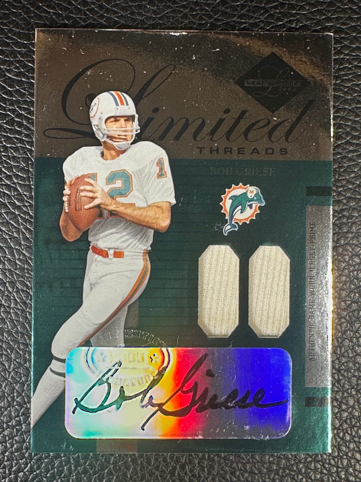 2005 Donruss Limited Threads #LT7 Bob Griese 26/50 Auto Game Worn Jersey