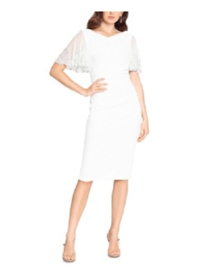 

BETSY - ADAM Женское белое платье-футляр в сеточку с развевающимися рукавами, Белый