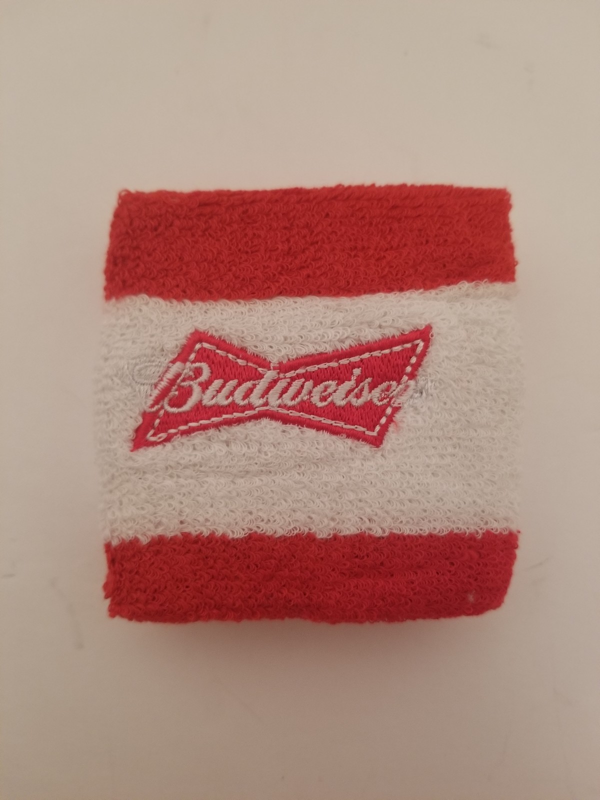 New Budweiser Beer Red & White Wrist Bands Sweat Bands Bud