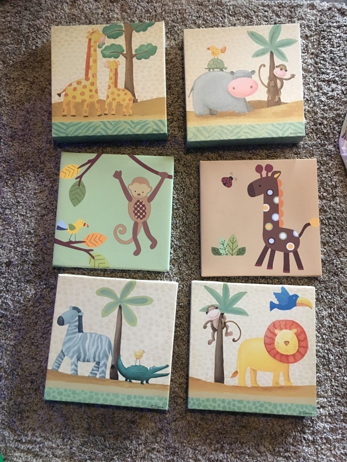 Baby room animal decor - wall prints, sheets, crib toy