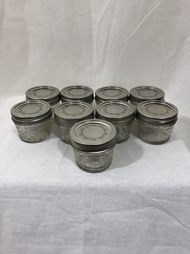 Lot of 6 Ball 8 Oz Canning Jars AND Lot of 9 Off Brand 4 Oz Canning Jars