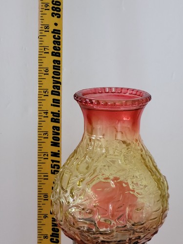 Ultra Rare Vintage 15" Electric Hobnail Cranberry Amber Oil Lamp Replica Works