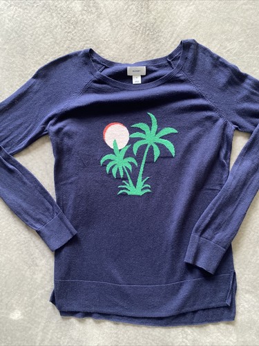 Old Navy Blue Pullover tropical palm tree Sweater XS | eBay