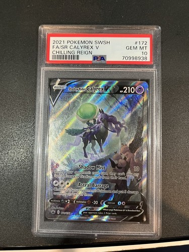 PSA 10 Gem Mint Pokemon Shadow Rider Calyrex V Full Art #172 PSA 10 Gem Mint Pokemon Shadow Rider Calyrex V Full Art #172