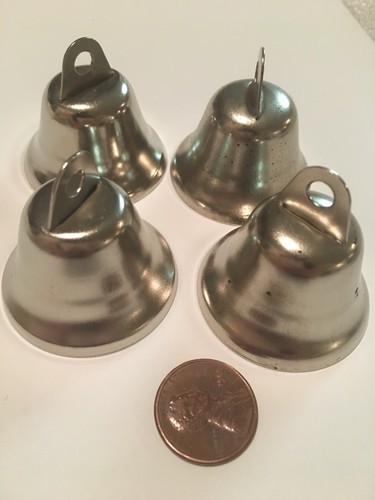 4x Lead Free Christmas Shining Liberty Bells Pendants Charms Silver Color Metal